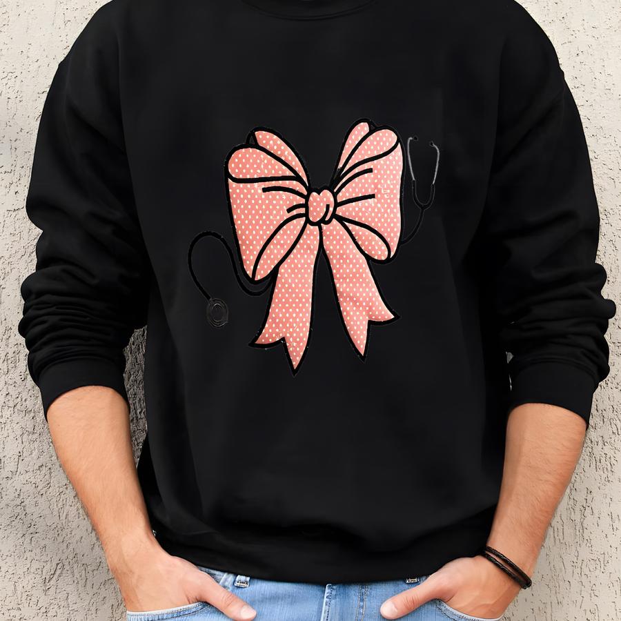 Stethoscope Bow Sweatshirt, Dr Shirt, Nurse Shirt, Medical Shirt, Coquette, Bows, Girl Gift, Grad Gift, Medical Gift, Dr Gift, Nurse Gift Sweatshirt