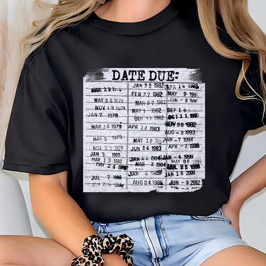 Library Card Due Date Shirt T-shirt