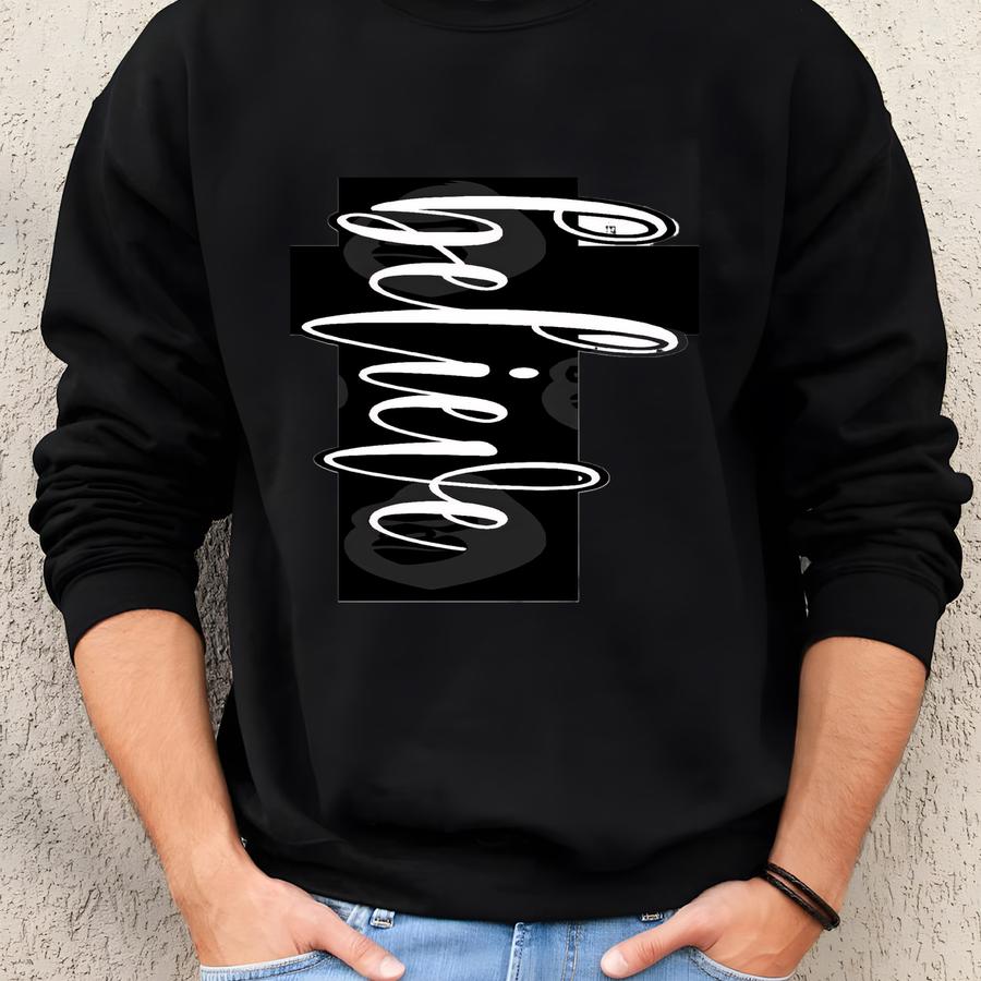 Believe Svg, Believe Png, Christian Cross Svg. Vector Cut File , Silhouette. Sweatshirt