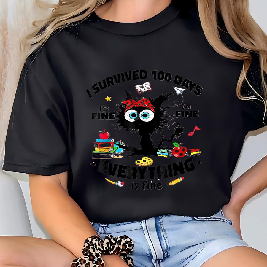 I Survived 100 Days Sweatshirt: Teacher School Shirt T-shirt