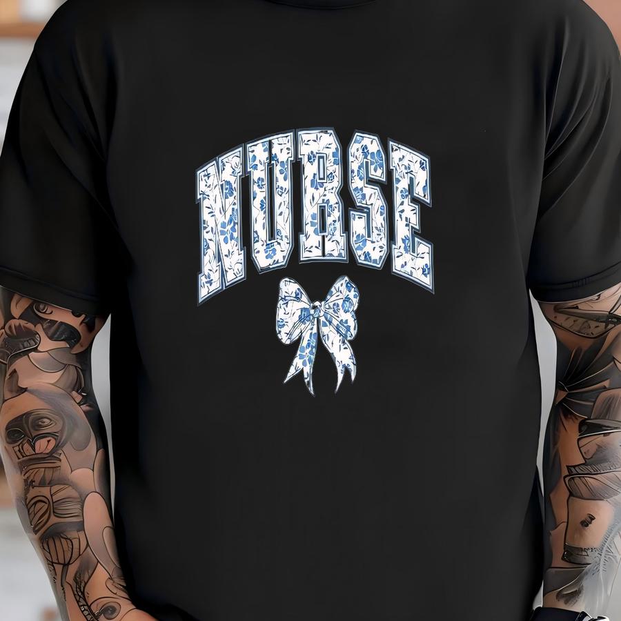 Toile De Jouy Nurse Shirt: Floral Bow Coquette Top T-shirt