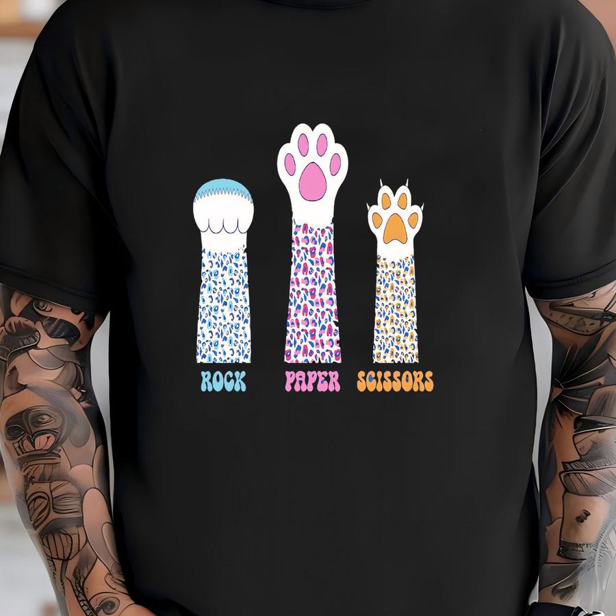 Funny Cat Paw Rock Paper Scissors Shirt - Pet Lover Gift T-shirt