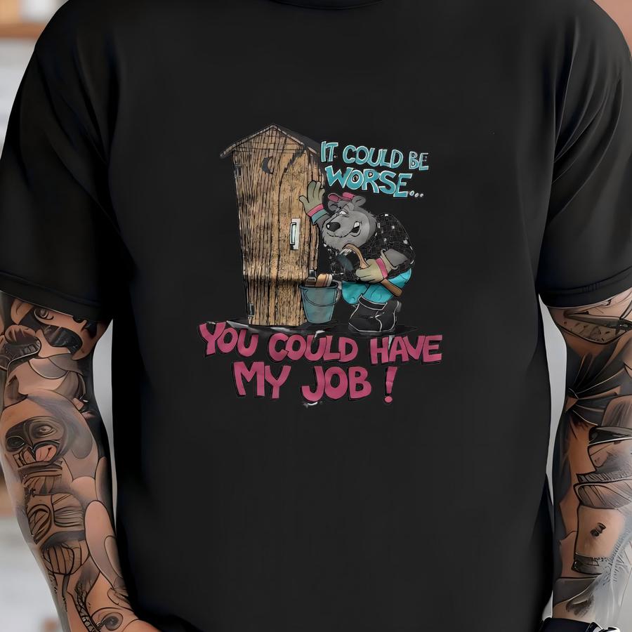 Vintage 90s Funny Outhouse Cleaning Job Animal Cartoon Shirt T-shirt