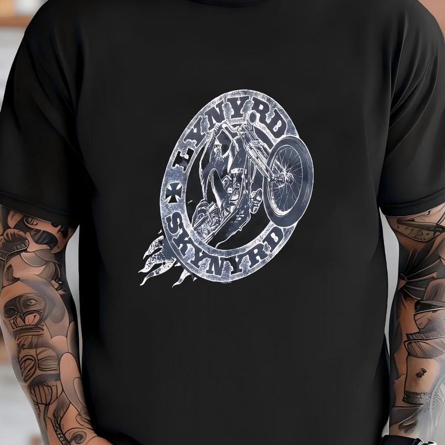 Vintage Lynyrd Skynyrd Distressed Long Sve Black Hoodie Size Large Concert Tour Band Harley Biker 3d Emblem Hawg Wild Y2k T-shirt