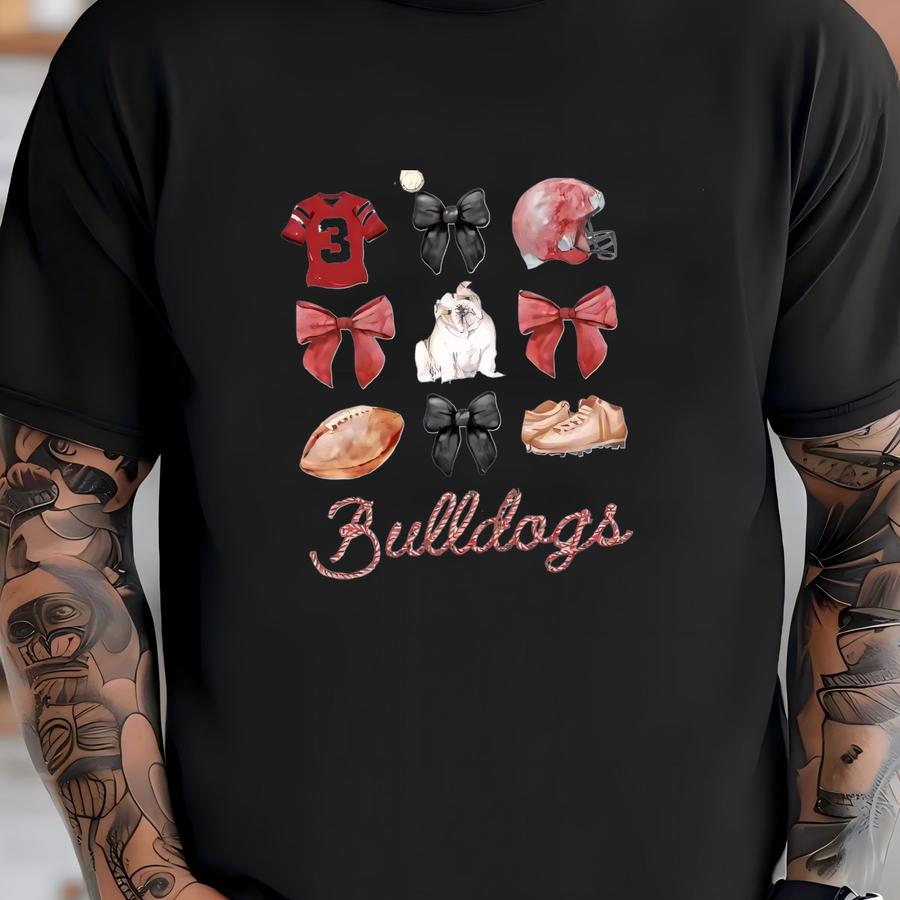 Bulldogs Bow Sweatshirt, Oversized Sweatshirt, Bulldogs Football, Basketball Sweatshirt, School Mascot, Bulldogs Fan, Football Bow, Coquette T-shirt