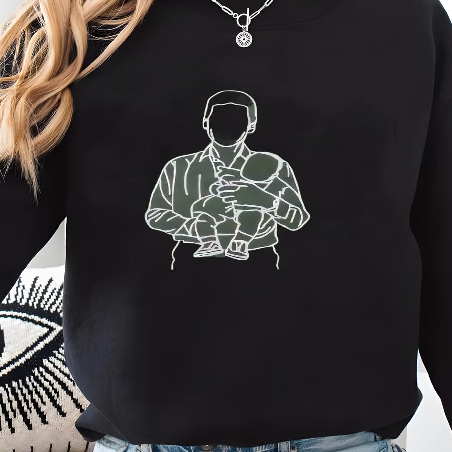 Custom Y Dads Portrait Photo Sweatshirt, Personalized Picture Outline Sweatshirts, Customize Fathers Day Surprise Shirt Sweatshirt