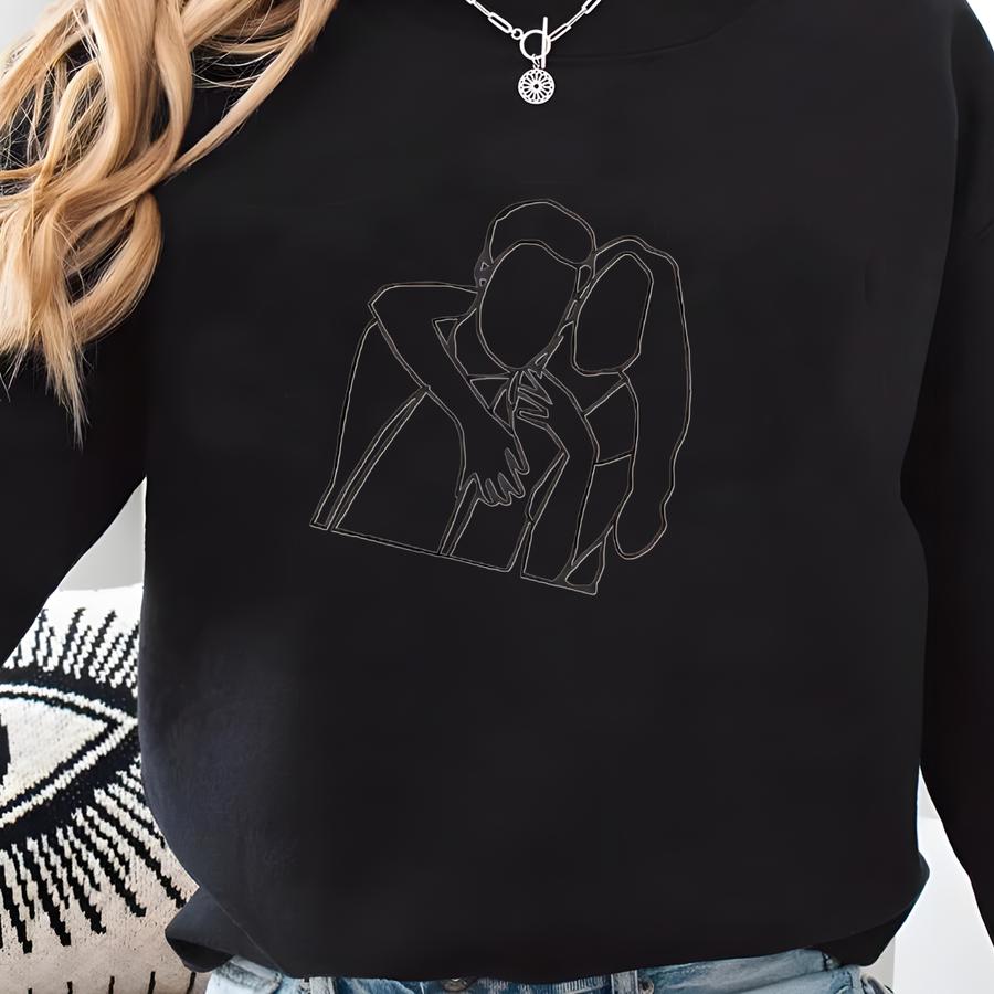 Custom Y Portrait Sweatshirt Gift For Boyfriend Personalized Couple Picture Outline Sweatshirts Photo Girlfriend Gifts Sweatshirt