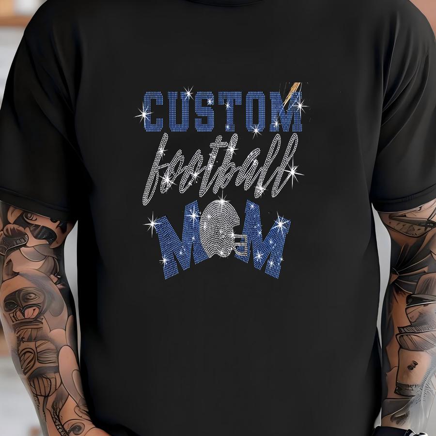 Custom Football Mom Rhinestone Shirt: Personalized Team Spirit Tee T-shirt