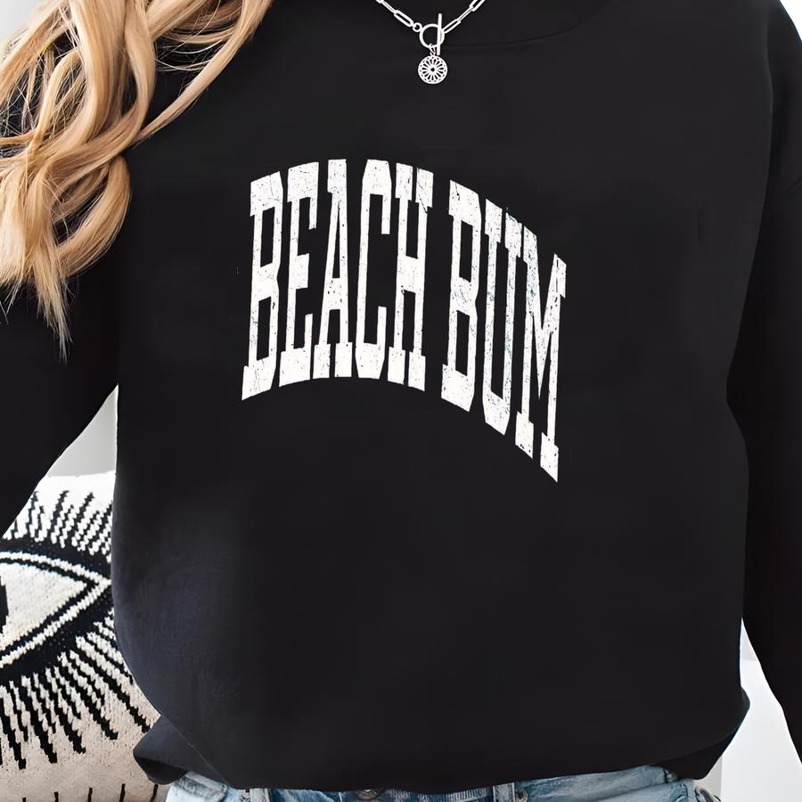 Beach Bum Shirt, Retro T-shirt, Beach Shirts For Women, Summer Vacation Shirts, Womens Oversized Beach Shirt Sweatshirt