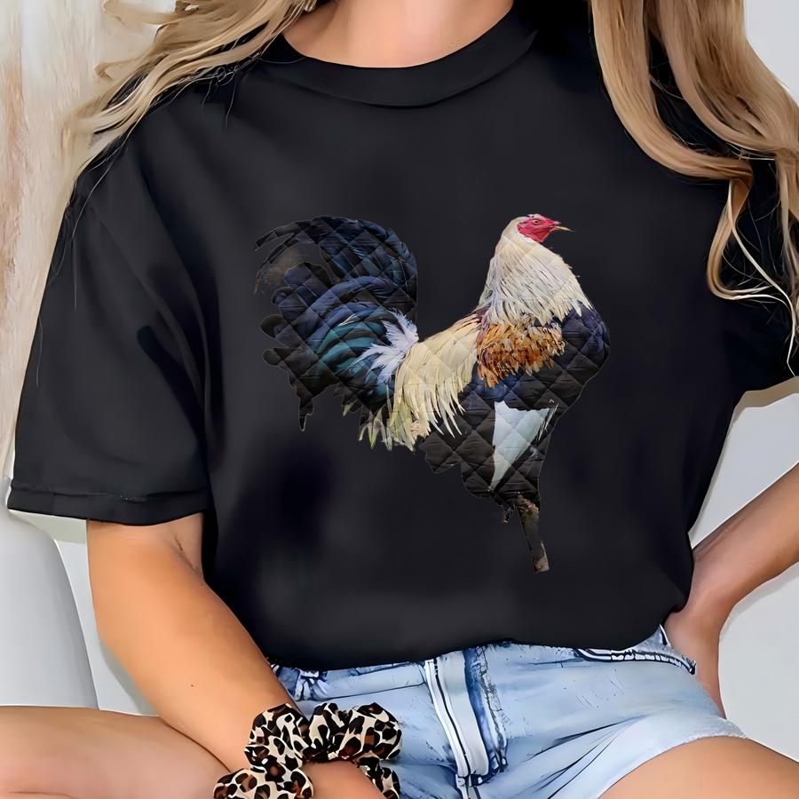 Personalized Rooster Chicken Farm Quilt Blanket Pillowcases, Custom Name Quilt Bedding Set, Farmhouse Bed Set, Gift For Farmer T-shirt