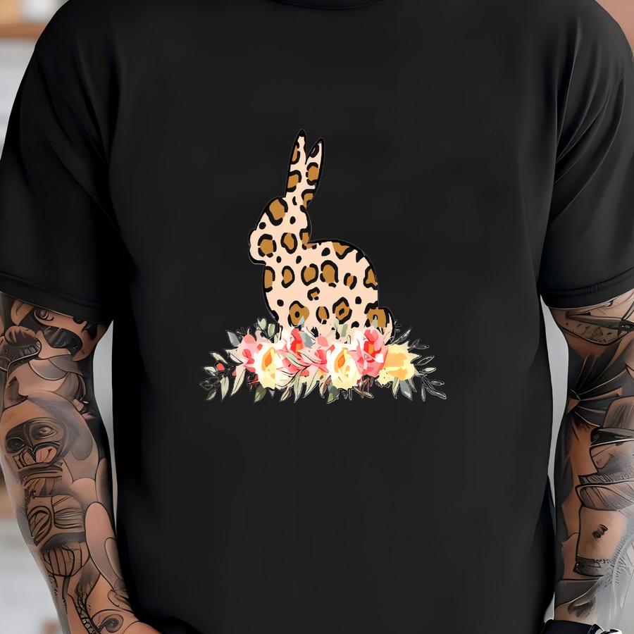 Floral Leopard Bunny Shirt, Bunny Shirt, Cute Easter Bunny Shirt, Happy Easter Shirt, Bunnies Shirt, Easter Shirt, Happy Easter Shirt T-shirt