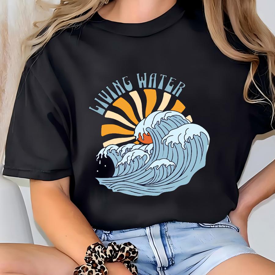 Christian Tshirt, Bible Verse Shirt, Living Water, Retro Christian Shirt, Christian Retro, Vintage Christian Shirt, Christian Vintage T-shirt