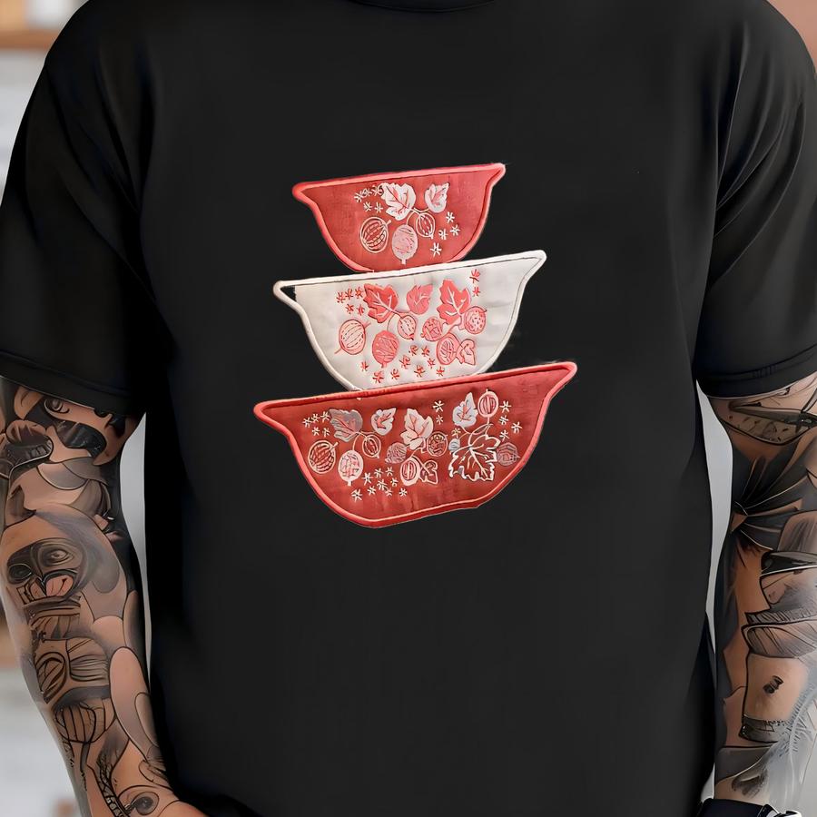 Vintage Pyrex Bowl Applique Shirt, Pyrex, Pyrex Shirt, Girl Gift, Women's Gift, Birthday Gift, Vintage, Pink Pyrex, Girl, Christmas Gift T-shirt