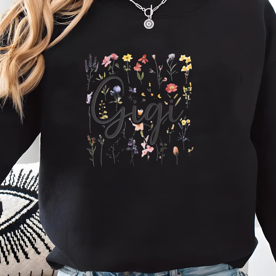 Gigi Wildflower T-shirt, Floral Gigi Shirt, Gigi T-shirt, Gigi Shirt With Flowers, Gift For Gigi, Pretty Gigi Shirt, Personalized Gigi Gift Sweatshirt