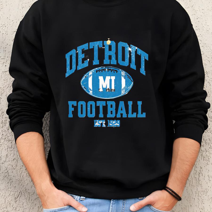 Detroit Football Sweatshirt Vintage Lions Football Crewneck Retro Style Lions Shirt Gift For Lions Football Fan Gift Michigan Sweatshirt