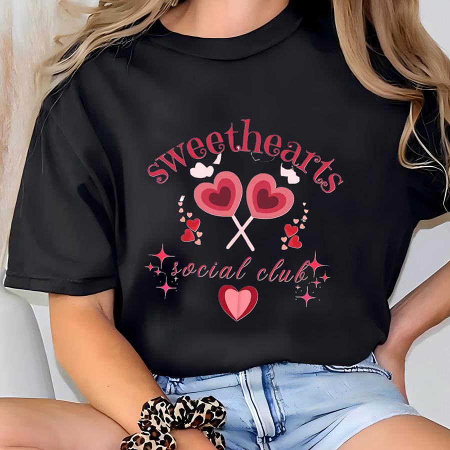 Sweethearts Social Club Hoodie, Valentine's Tshirt, Love Teacher Shirt, Sweetheart Shirt, Cute Love Shirt, Heart Lover Gift Tee T-shirt