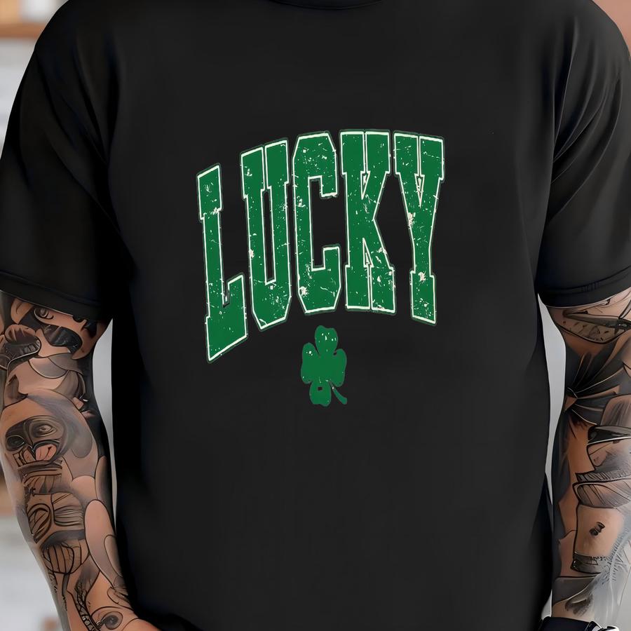 Varsity Lucky St Patricks Day Sweatshirt Or Hoodie: Shamrock Sweater T-shirt