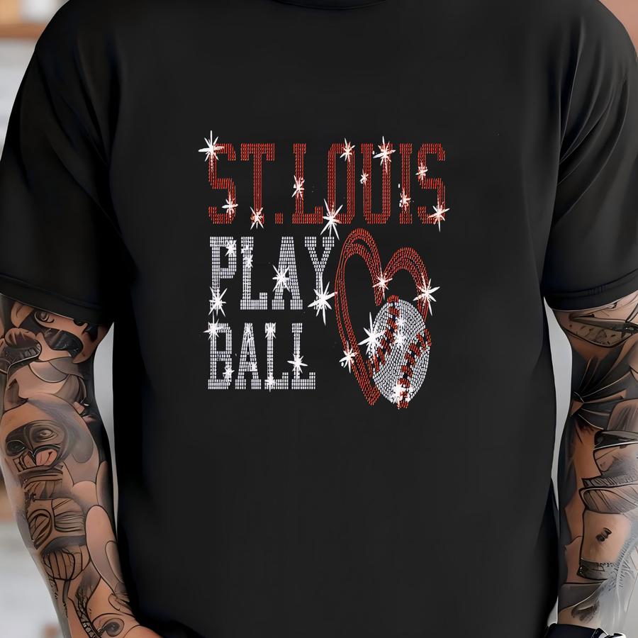 St Louis Rhinestone Baseball Shirt: Stl Sports Fan Apparel T-shirt