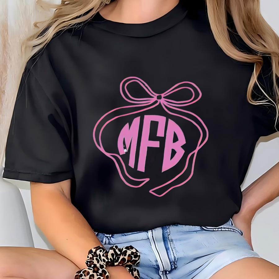 Monogram Bow Sweatshirt: Initial Coquette Gift T-shirt