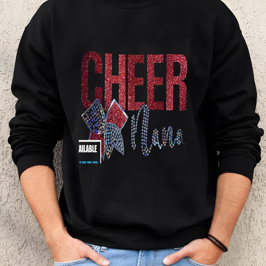 Cheer Nana, Grandma, Sister, Dad, Mimi Etc Sweatshirt With Bling Faux Rhinestones - Custom School Colors - Glitter -name On Sve Or Back Sweatshirt