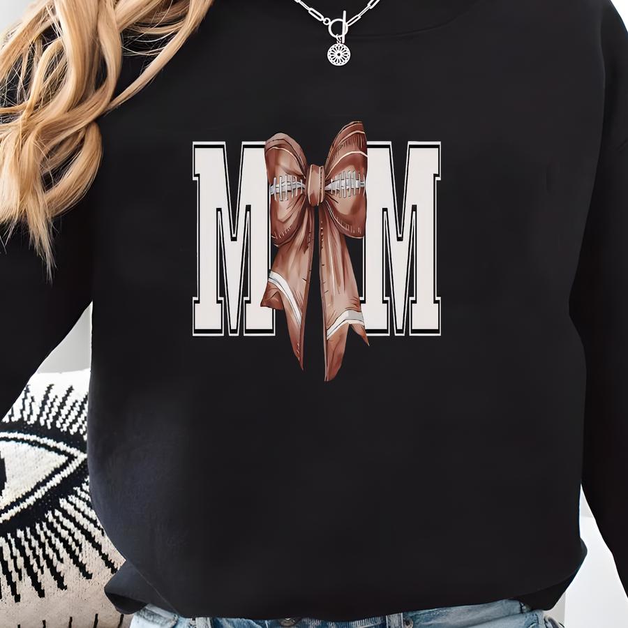 Coquette Football Sweatshirt, Custom Football Mom Shirt With Name, Football Bow, Game Day Shirt, Personalized Football Bow, Mothers Day Gift Sweatshirt