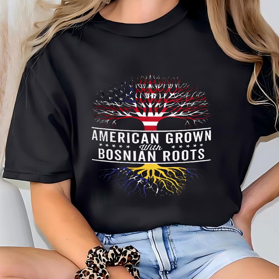 American Grown Bosnian Roots Flag Mug T-shirt