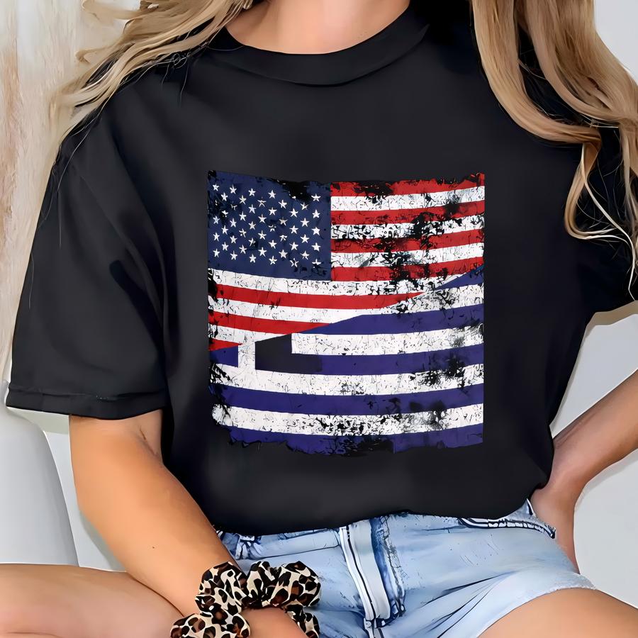 Greece Usa Flag Mug T-shirt
