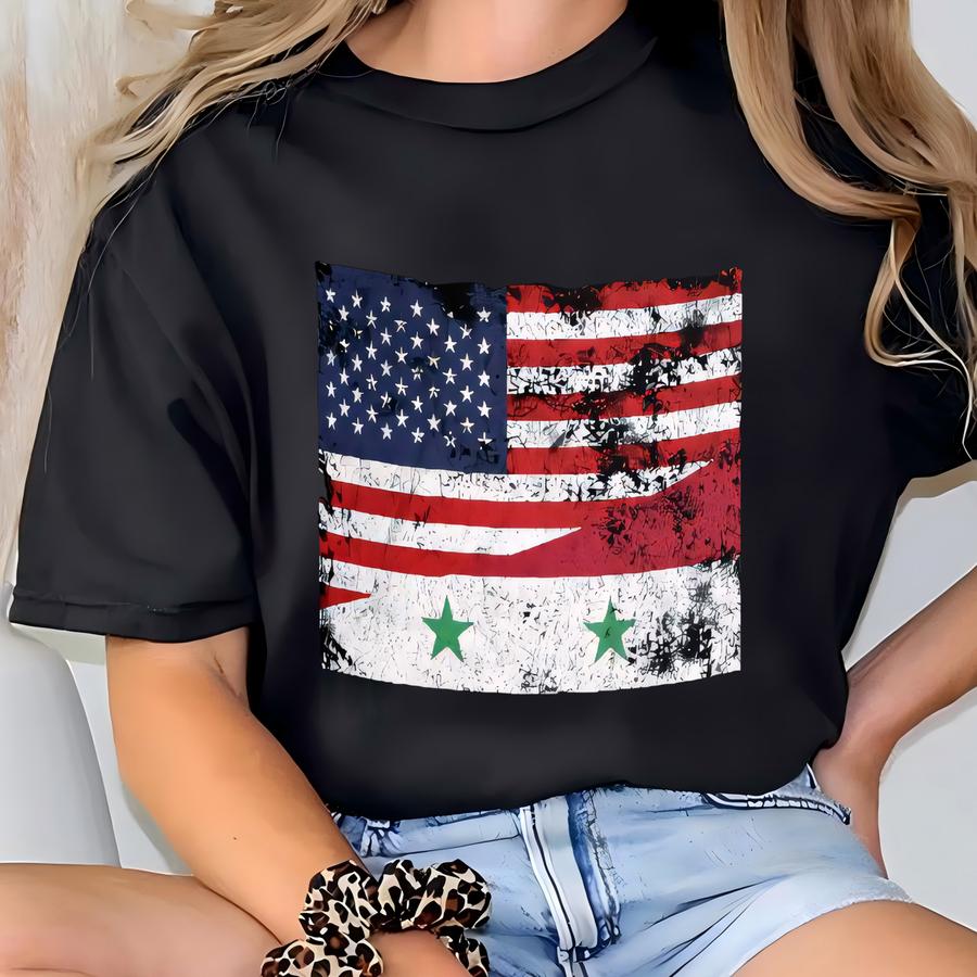 Syria Usa Flag Mug T-shirt