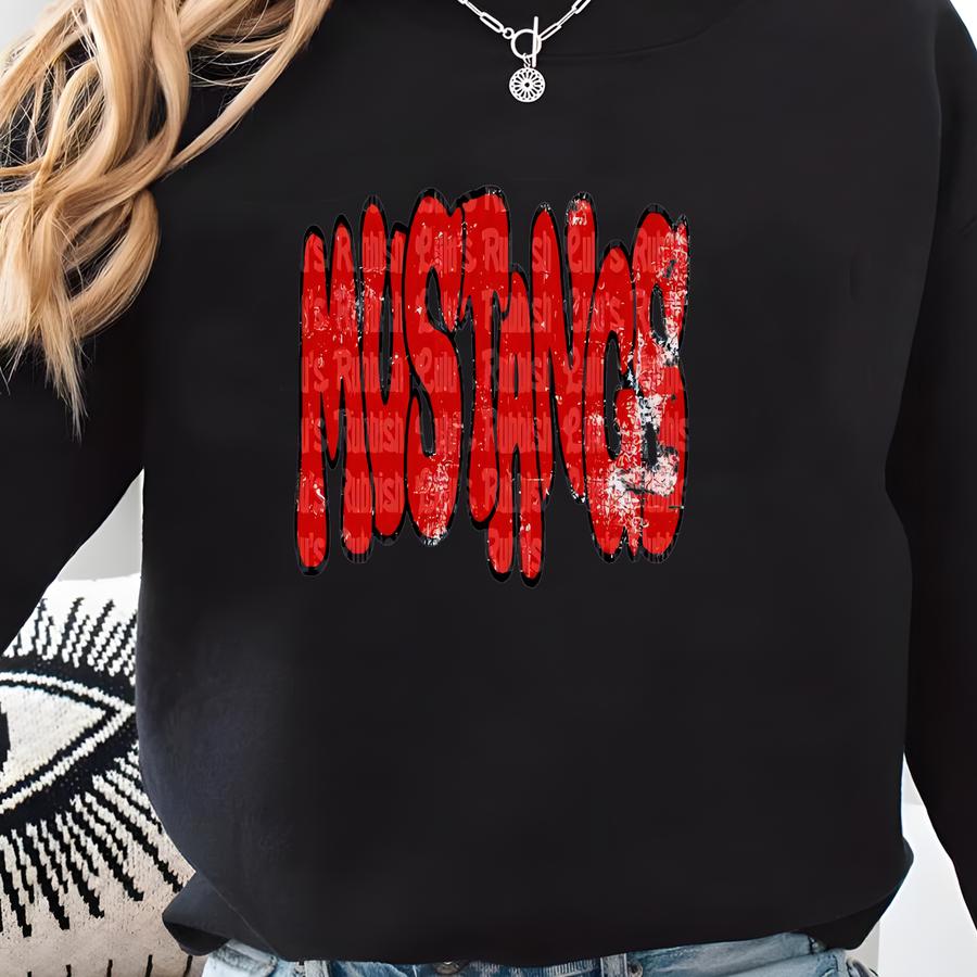 Mustangs Wonky Png Digital Download, Mustangs Png Red And Black Sweatshirt