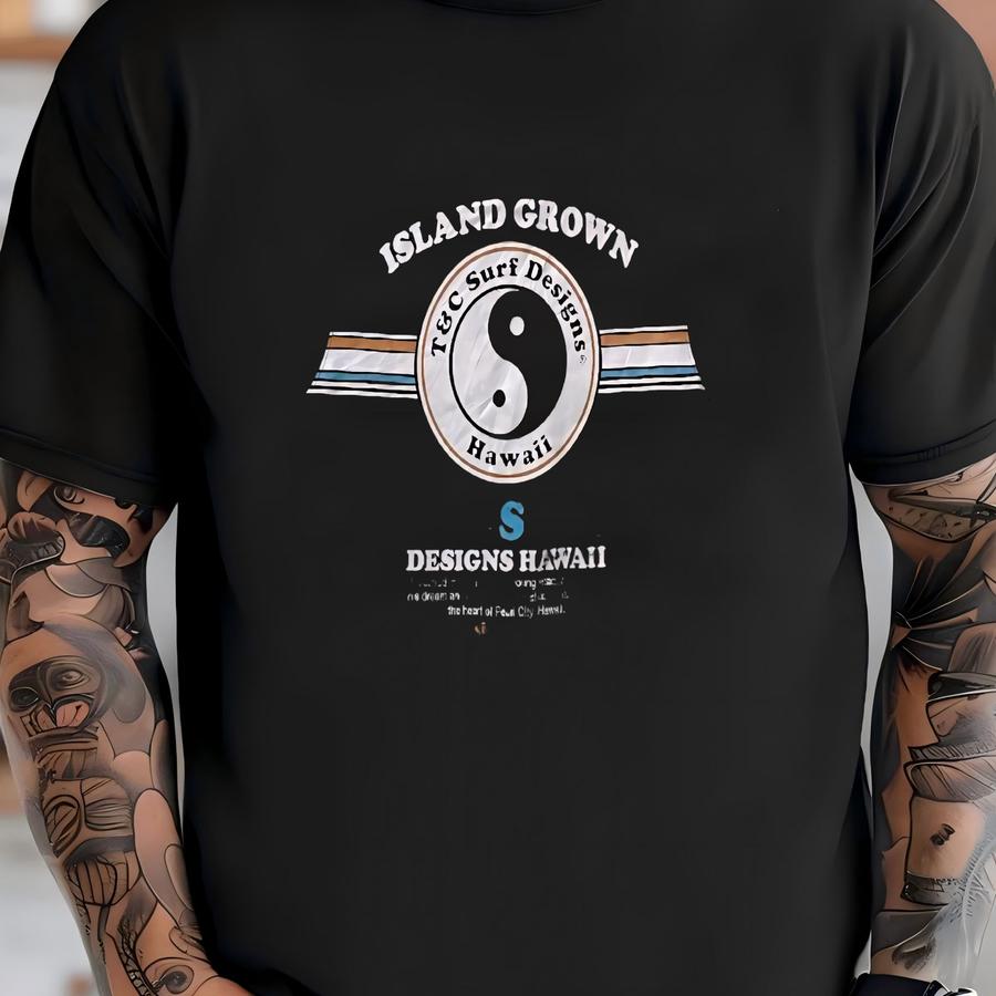 Vintage Tc Town And Country Hawaii Surf Crewneck Jumper Sweatshirt Medium Size Brown Colour T-shirt