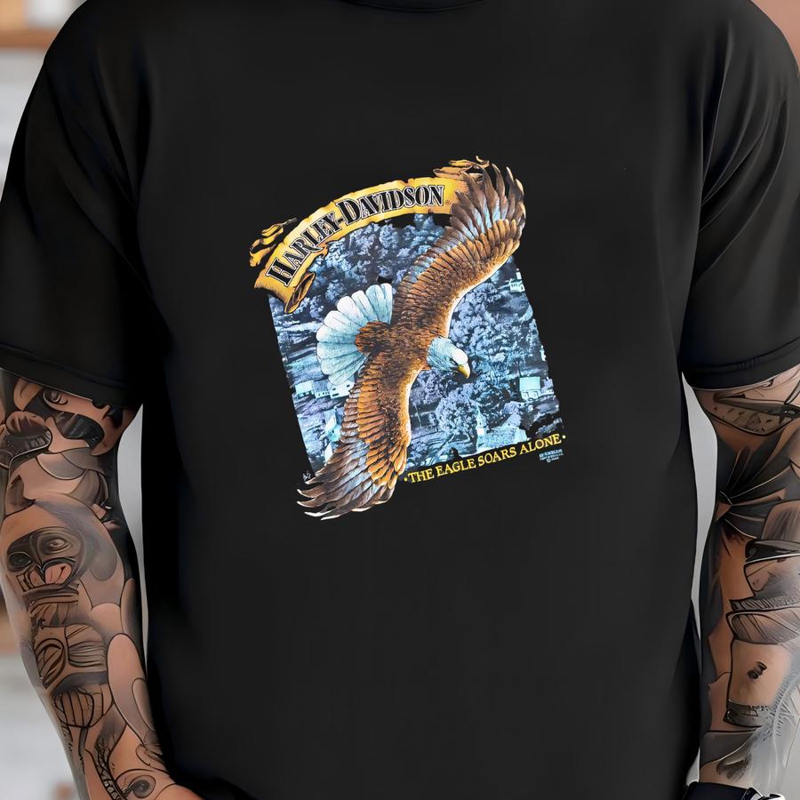 Vintage 1989 3d Emblem The Eagle Soars Alone Venice Beach California 80s Motorcycle Biker Graphic Shirt Usa Size M/l T-shirt