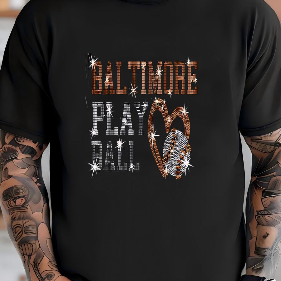 Baltimore Rhinestone Baseball Shirt: Game Day Fan Sweatshirt T-shirt