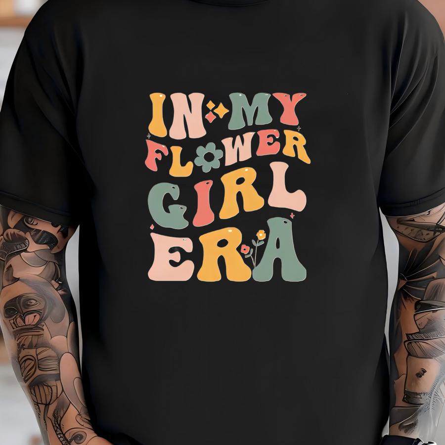 Retro Flower Girl Baby - In My Flower Girl Era Baby ® - Flower Girl Bodysuit - Boho Girls Wedding Party Natural ® T-shirt