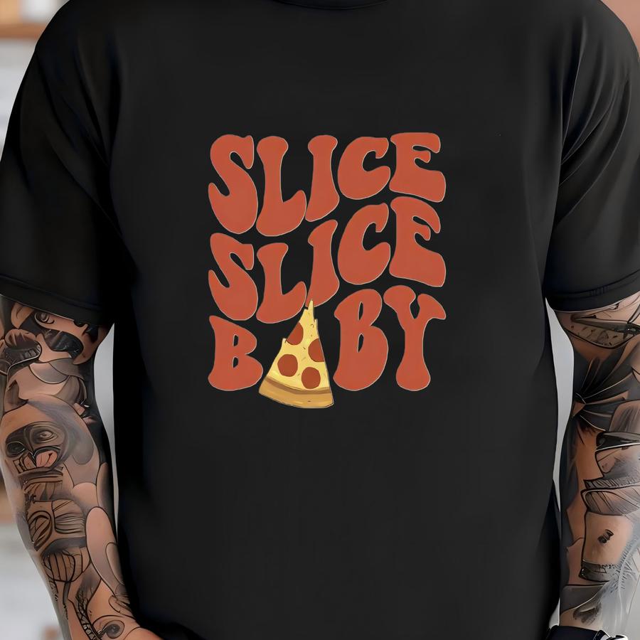 Slice Slice Baby Pizza Baby - Cute Vintage Pizza Baby Bodysuit - Baby Shower Gift - Natural  T-shirt