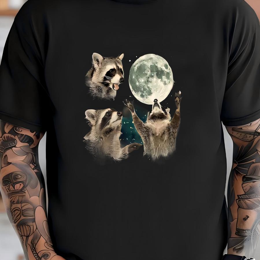 Raccoon Moon Baby ® - Vintage Raccoon Baby Clothes - Funny Meme Baby Bodysuit - Cute Raccoon Natural Baby ® T-shirt