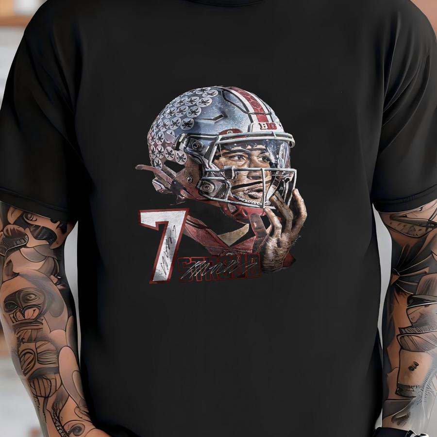 Cj Stroud Hoodie, Cj Stroud Face Helmet Sign Hoodie T-shirt