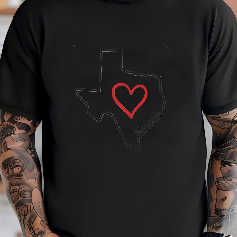 Texas Crewneck Sweatshirt, State Outline With Heart Design, Minimalist Southern Pride Sweater, Cozy Home State Gift T-shirt