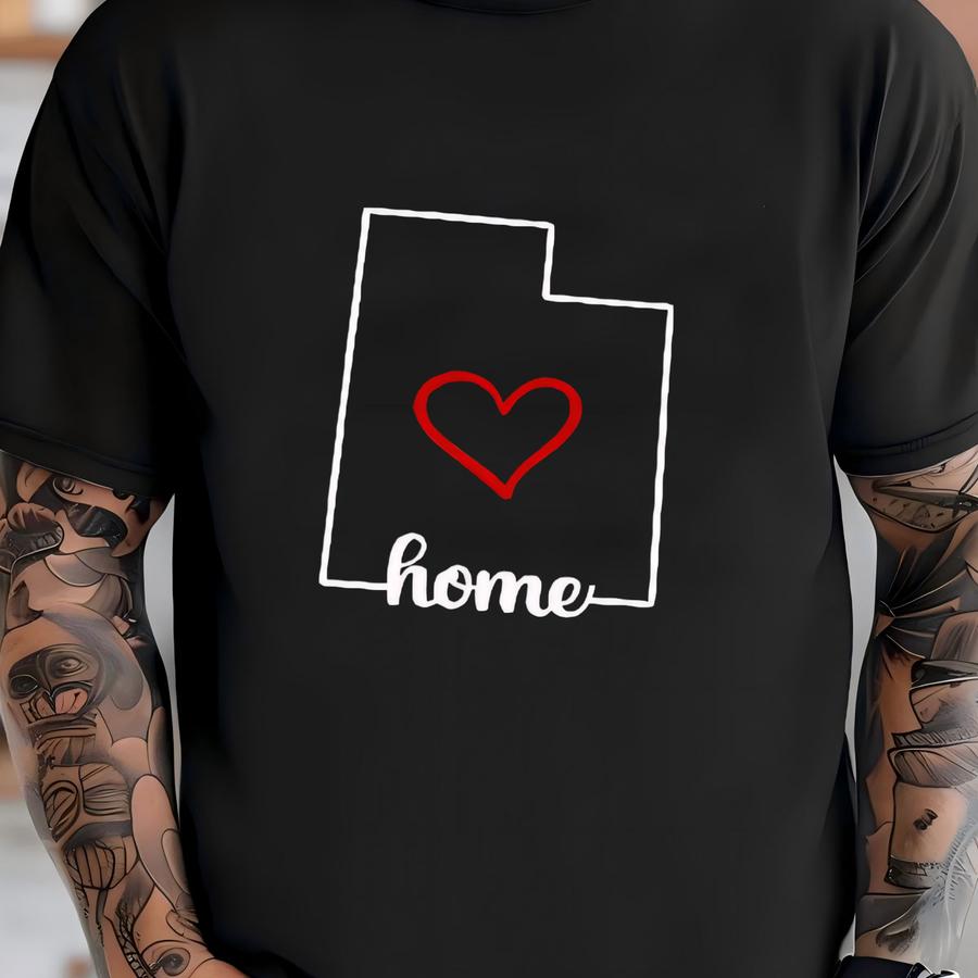 Utah Crewneck Sweatshirt, State Outline With Heart Design, Minimalist Western Pride Sweater, Cozy Home State Gift T-shirt
