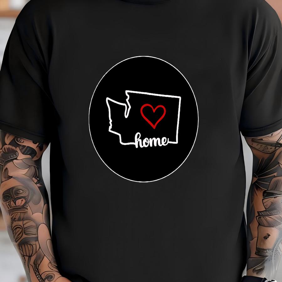 Washington Crewneck Sweatshirt, State Outline With Heart Design, Minimalist Northwest Pride Sweater, Cozy Home State Gift T-shirt