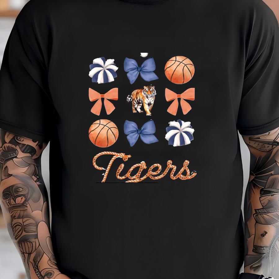 Tigers Bow Basketball Sweatshirt, Tigers Bow Sweatshirt, College Basketball, Game Day Apparel, Coquette Basketball Sweatshirt, Oversized T-shirt