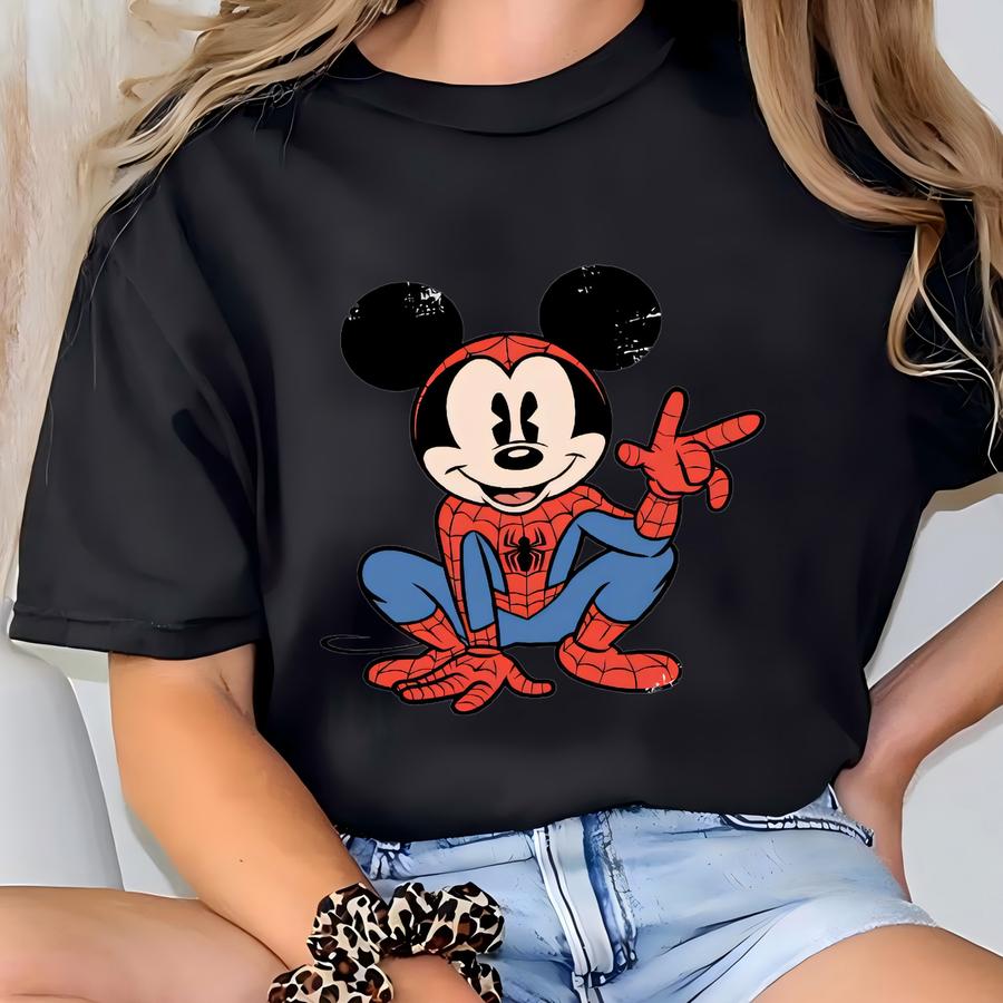Spiderman Hoodie, Boys Shirt, Mouse Shirt, Family Matching Shirt, Birthday Gift For Kids, Land Kids Shirt T-shirt