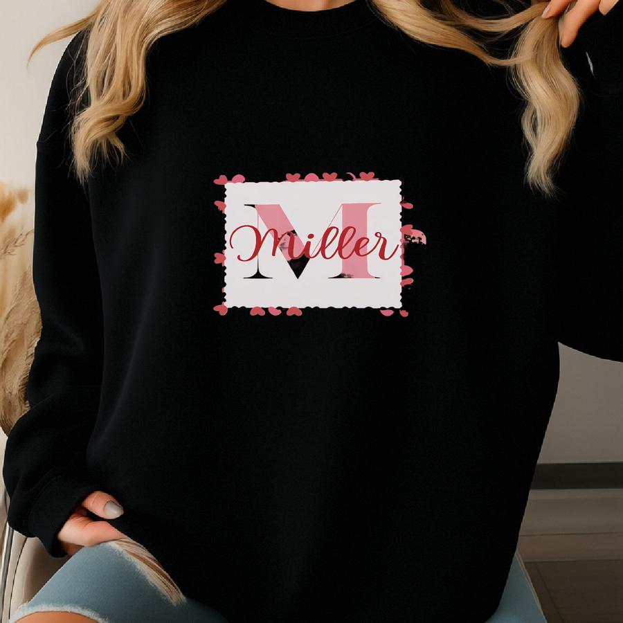 Personalized Garden Flag Valentine's Day Flag Heart Design Flag Valentine's Day Decor Outdoor Custom Garden Flag Name Pennant Flag Sweatshirt