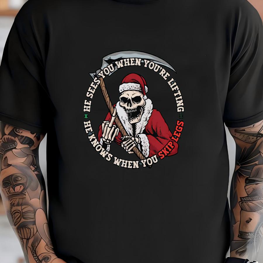 Christmas Gym Shirt, , Funny Pump Cover, Lifting Santa Shirt, Christmas Workout Shirt, Oversized Gym Shirt, Gift For Gym Lover T-shirt