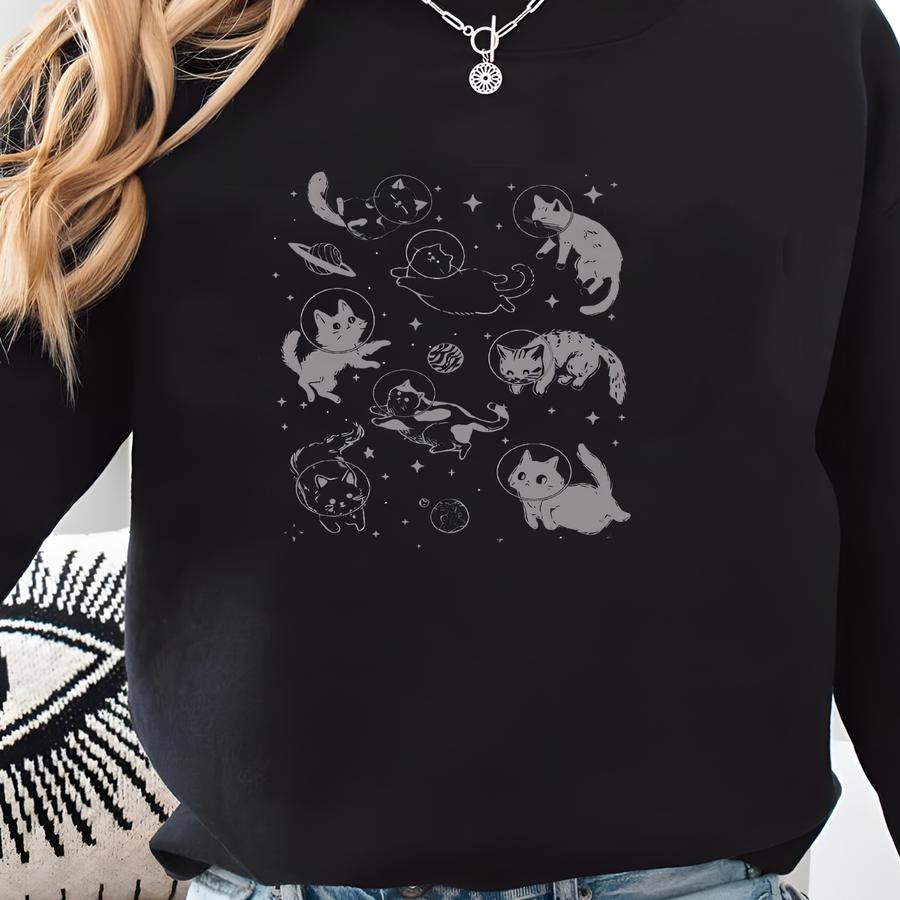 Cats In Space Shirt,funny Cat Shirt, Cat Lover Gift,aesthetic Graphic Retro Vintage Hoodie,unisex Graphic Hoodie,retro Kitten T-shirt Sweatshirt