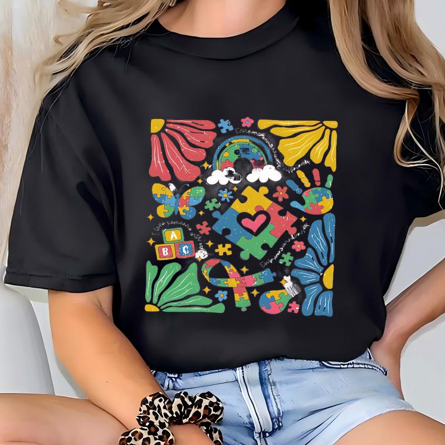 Boho Floral Autism Awareness Shirt, Autism Mom Shirt, Neurodiversity Shirt, Support Autism Acceptance Inclusion Tee, Autism Pride Hoodie T-shirt