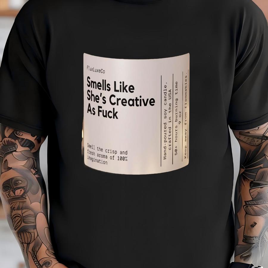 Custom Smells Like She's Creative Gift Candle Crafter Gift Supplies Funny Candle Personalized Gifts For Her Woman Birthday Gift Custom Gift T-shirt