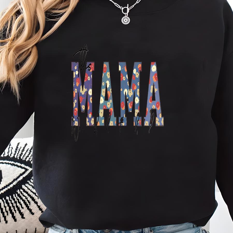 Custom Mama Sweatshirt, This Mama Wears Her Heart On Her Sve Hoodie, Personalized Mama Crewneck, Mothers Day Gift, Floral Mama Sweater Sweatshirt