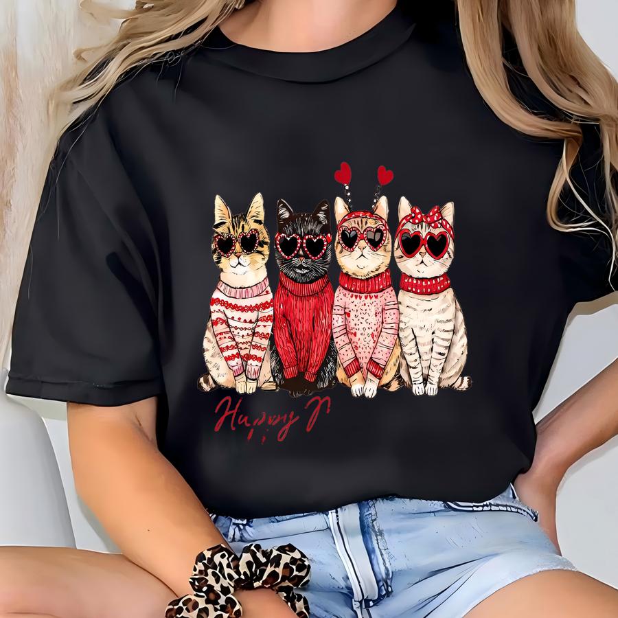 Valentine Cat Shirt,heart Love Cat Shirt, Valentines ,cat Lover Shirt,cupid Cat Shirt, Cute Cat Shirt,cat Lover Gifts,cat Mom Shirts T-shirt