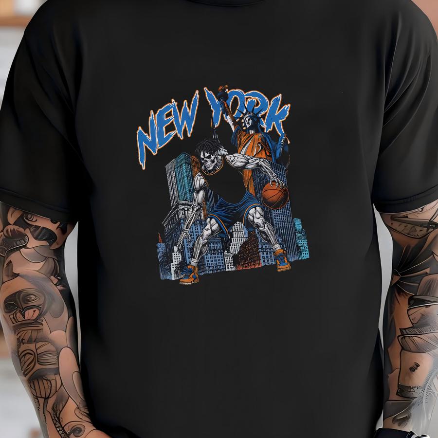 New York Basketball Knicks Sweatshirt - Graphic Tees - Bootleg - Vintage - Skeleton Shirt - Ny Knicks Merch Tee - New York Shirt -  T-shirt
