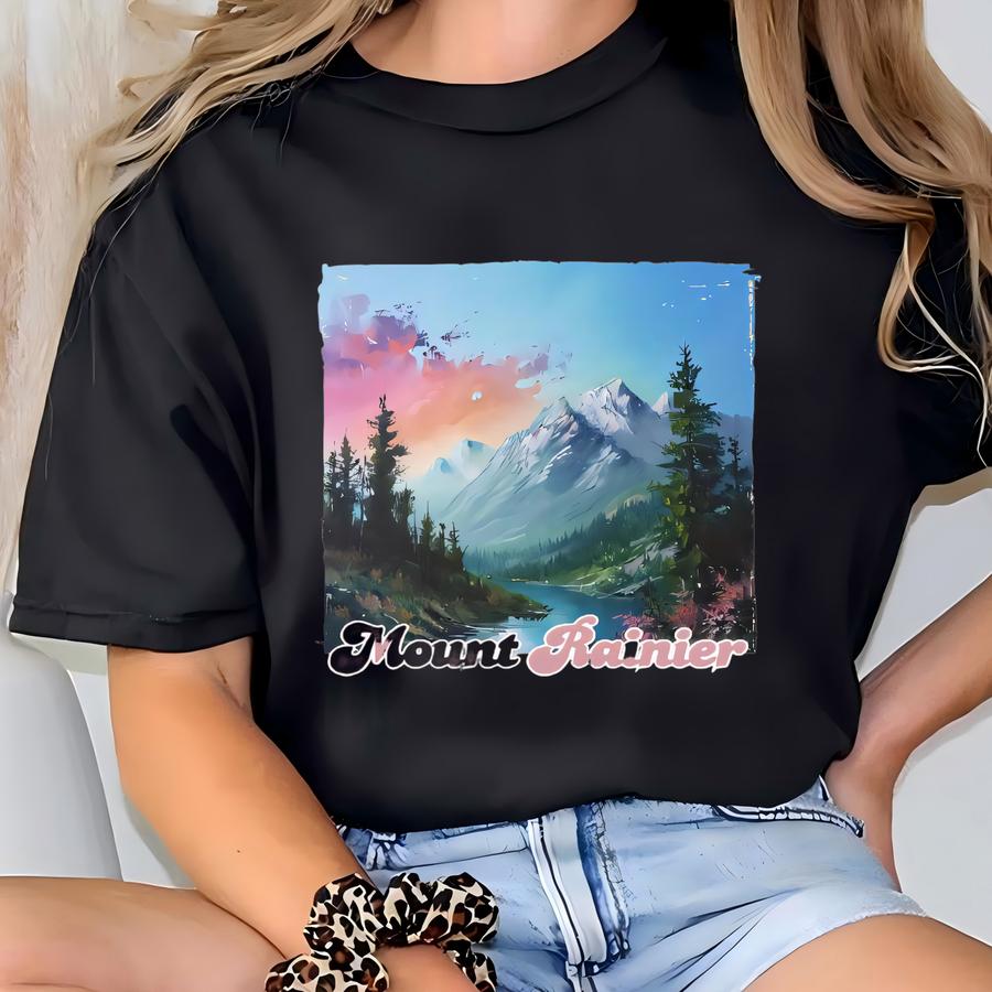 Nature Unisex Crewneck Sweatshirt, Retro Nineties Vintage Sweater, Mt Rainier, Cozy Nature Outfit, Oversized Unisex Sweatshirt, Gift For Her T-shirt